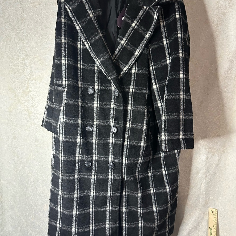 AVA & VIV Plus Black White Pattern Double Breasted Overcoat Women’s Size 2X